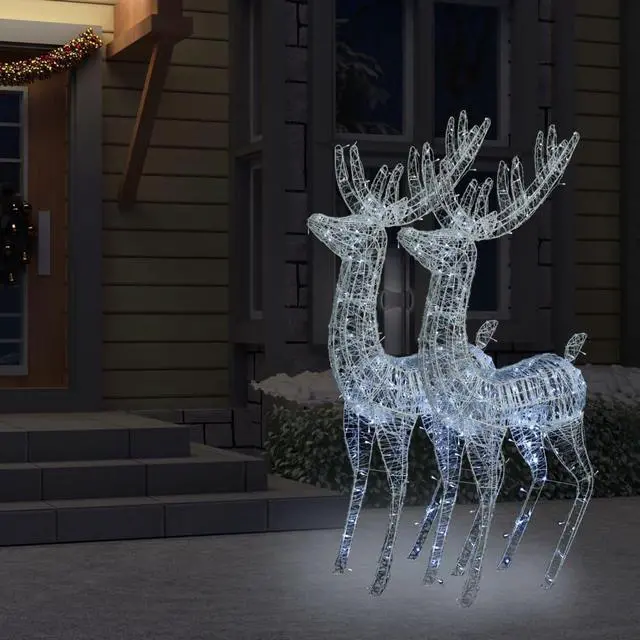 Alt view image 2 of 5 - vidaXL Reindeer Christmas Decoration LEDs Christmas Lighting 2 Pcs Cold White