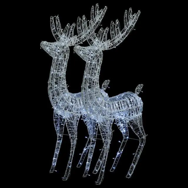 Alt view image 3 of 5 - vidaXL Reindeer Christmas Decoration LEDs Christmas Lighting 2 Pcs Cold White