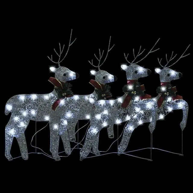 Alt view image 3 of 6 - vidaXL Christmas Reindeers 4 Pcs Christmas Lighting Display with 80 LEDs Silver