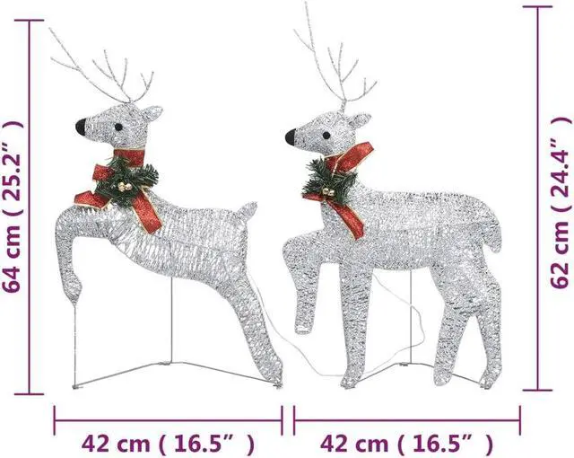 Alt view image 4 of 6 - vidaXL Christmas Reindeers 4 Pcs Christmas Lighting Display with 80 LEDs Silver