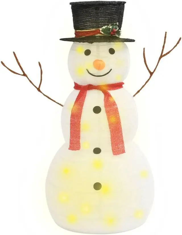 Alt view image 16 of 16 - vidaXL Decorative Christmas Snowman Figure with LED Luxury Fabric 35.4"