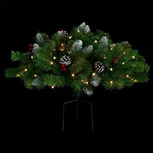 Alt view image 15 of 15 - vidaXL Artificial Pathway Pre-lit Christmas Tree Xmas Tree Decoration Green PVC