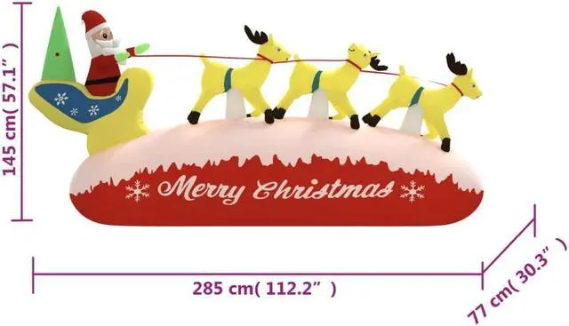 Alt view image 11 of 13 - vidaXL Christmas Inflatable Santa and Reindeer Decoration LED 57.1"