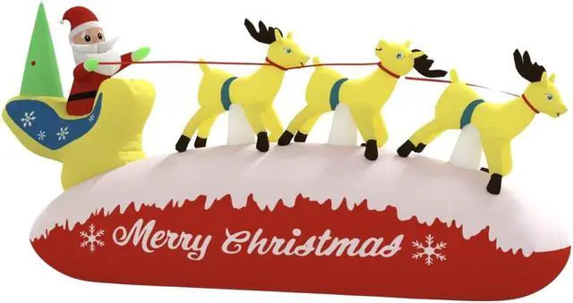 Alt view image 10 of 13 - vidaXL Christmas Inflatable Santa and Reindeer Decoration LED 57.1"