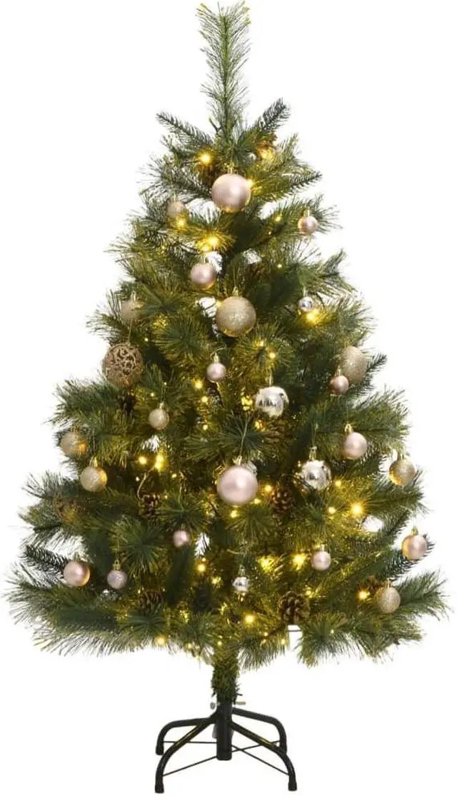 Main image of vidaXL Artificial Hinged Christmas Tree 150 LEDs & Ball Set Holiday Decoration