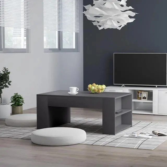 Alt view image 12 of 13 - vidaXL Coffee Table End Table with Storage for Living Room Gray Engineered Wood