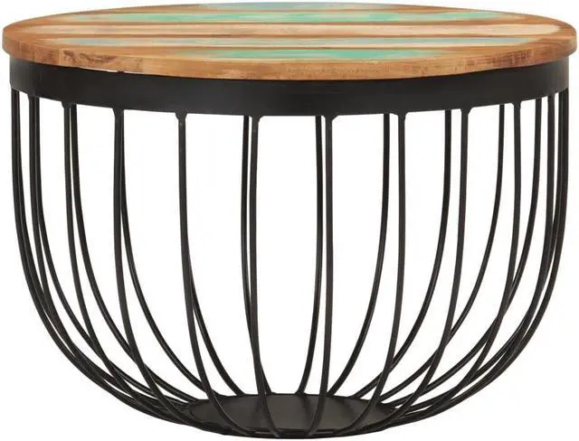 Alt view image 2 of 5 - vidaXL Coffee Table Decorative Living Room Table Solid Wood Reclaimed and Steel