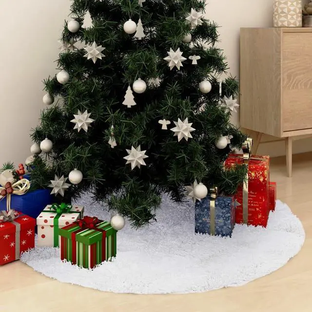 Alt view image 11 of 13 - vidaXL Christmas Tree Skirt Decoration Artificial Tree Mat White Faux Fur