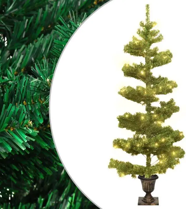 Alt view image 10 of 11 - vidaXL Swirl Pre-lit Christmas Tree with Pot Xmas Tree Decoration Green PVC
