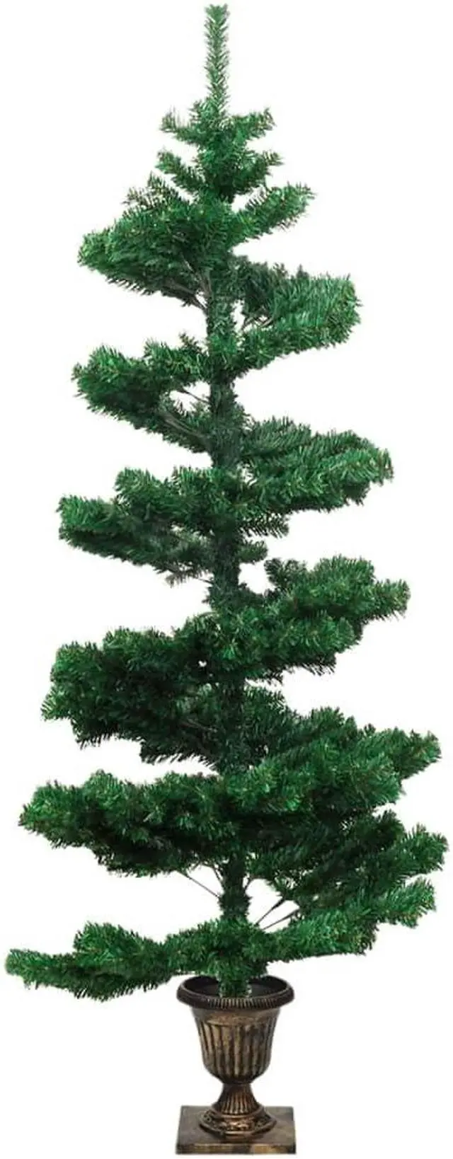 Alt view image 11 of 11 - vidaXL Swirl Pre-lit Christmas Tree with Pot Xmas Tree Decoration Green PVC