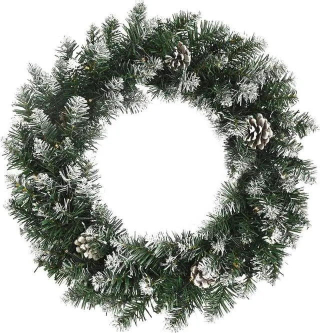 Alt view image 9 of 9 - vidaXL Christmas Wreath Artificial Xmas Garland with LED Lights Green PVC