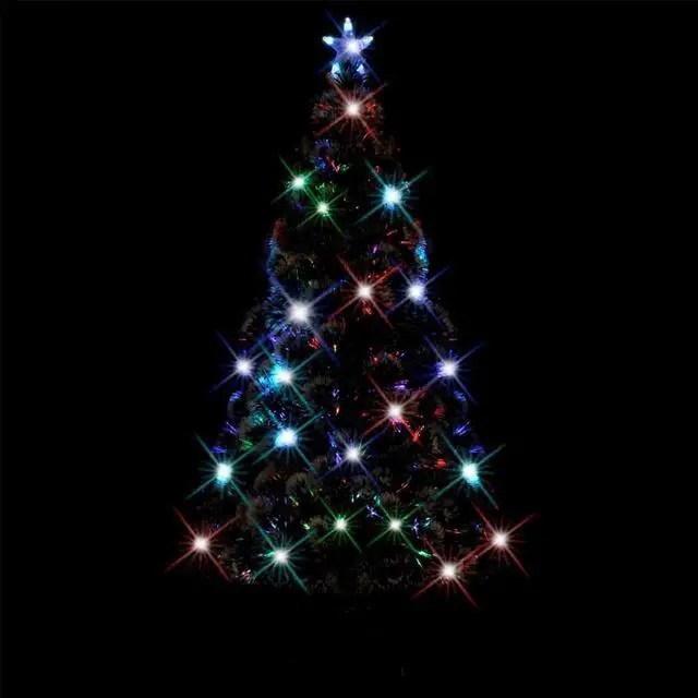 Alt view image 15 of 16 - vidaXL Pre-lit Christmas Tree Xmas Tree Decoration Green and White Fiber Optic