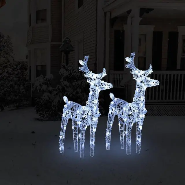 Alt view image 14 of 15 - vidaXL Christmas Reindeers 2 Pcs Light Display with 80 LEDs Cold White Acrylic