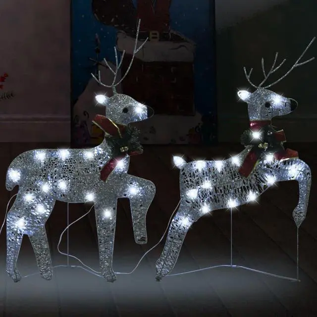 Alt view image 14 of 15 - vidaXL Christmas Reindeers 2 Pcs Christmas Lighting Display with 40 LEDs Silver
