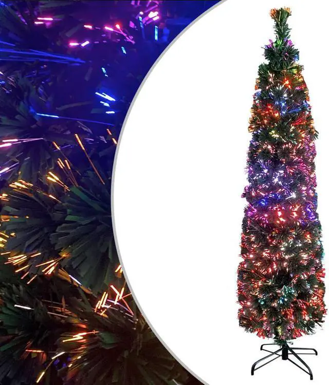 Alt view image 13 of 16 - vidaXL Artificial Slim Christmas Tree with Stand 47.2" Fiber Optic
