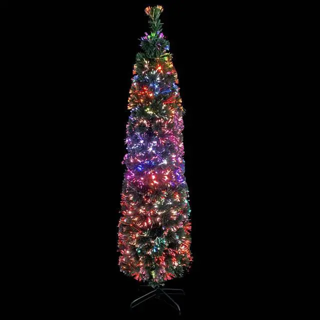 Alt view image 14 of 16 - vidaXL Artificial Slim Christmas Tree with Stand 47.2" Fiber Optic