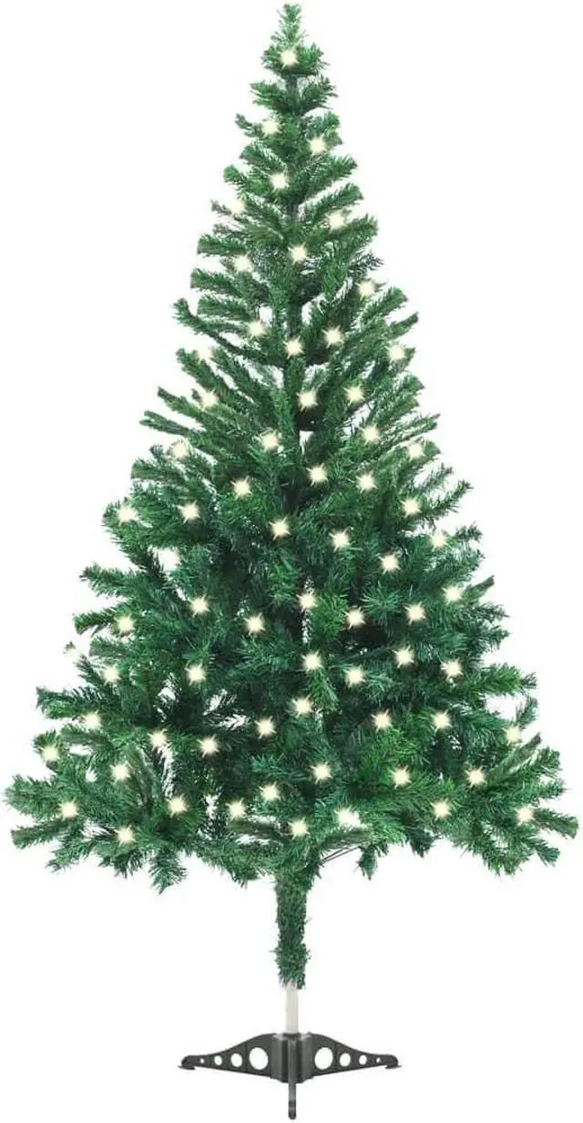 Main image of vidaXL Slim Christmas Tree 300 LEDs & Ball Set & Flocked Snow Xmas Decoration