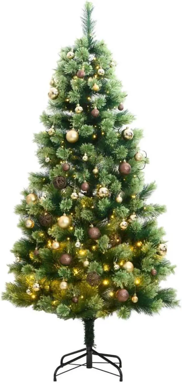 Main image of vidaXL Artificial Hinged Christmas Tree 150 LEDs and Ball Set Xmas Decoration