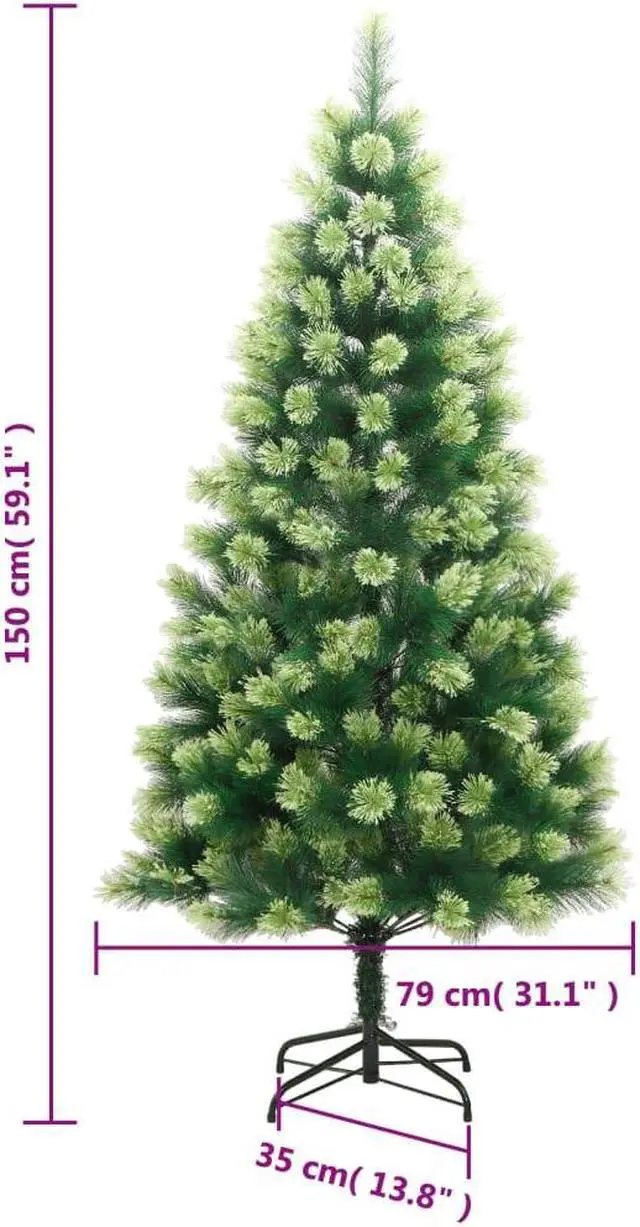 Alt view image 3 of 7 - vidaXL Artificial Hinged Christmas Tree 150 LEDs and Ball Set Xmas Decoration