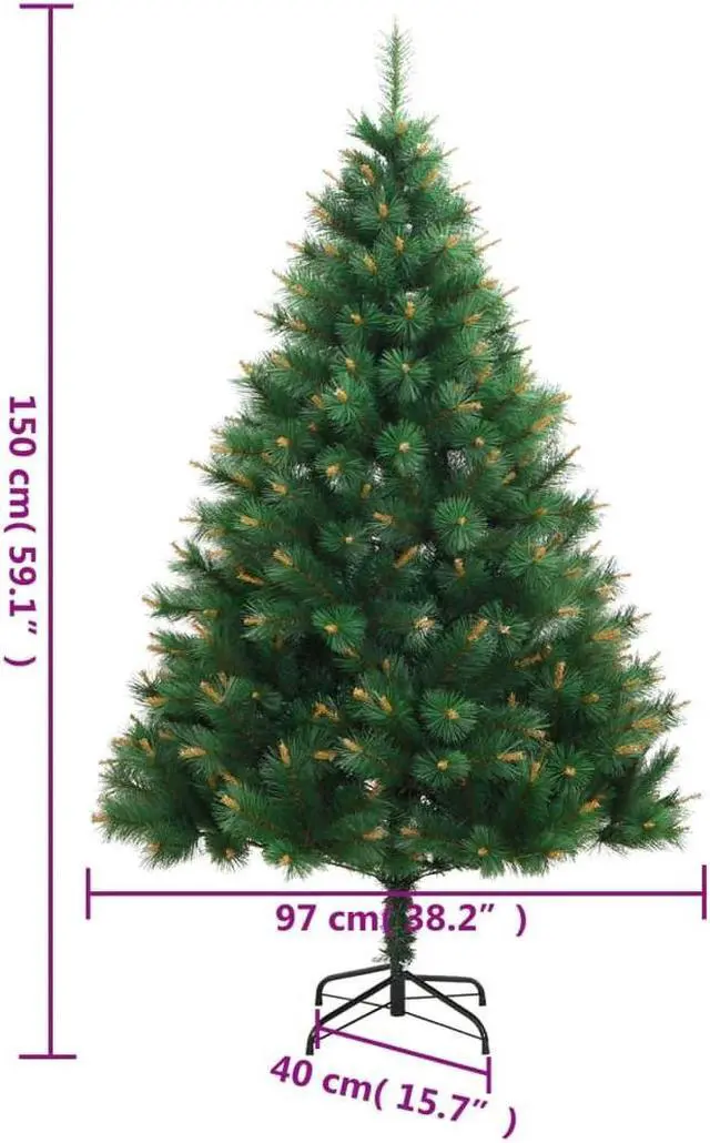 Alt view image 3 of 7 - vidaXL Artificial Hinged Christmas Tree 150 LEDs and Ball Set Xmas Decoration