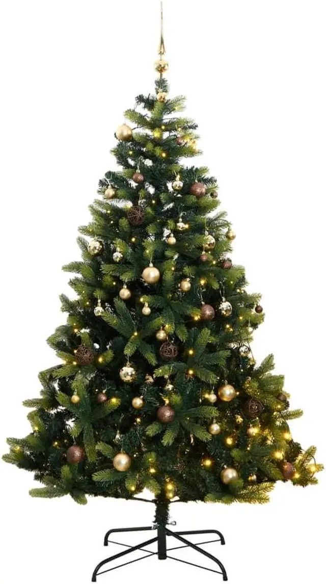 Main image of vidaXL Artificial Hinged Christmas Tree 150 LEDs and Ball Set Xmas Decoration