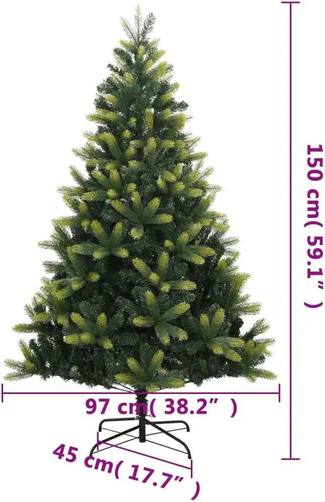 Alt view image 3 of 7 - vidaXL Artificial Hinged Christmas Tree 150 LEDs and Ball Set Xmas Decoration
