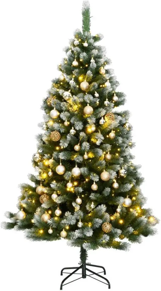 Main image of vidaXL Artificial Hinged Christmas Tree 300 LEDs and Ball Set Xmas Decoration