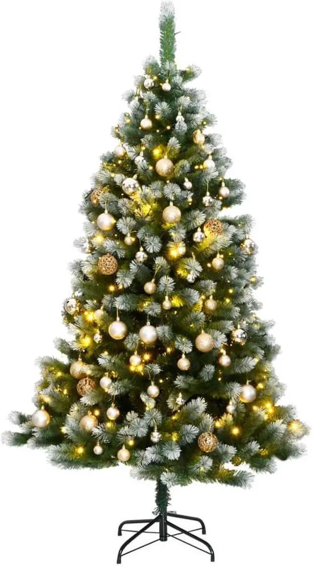 Main image of vidaXL Artificial Hinged Christmas Tree 300 LEDs and Ball Set Xmas Decoration