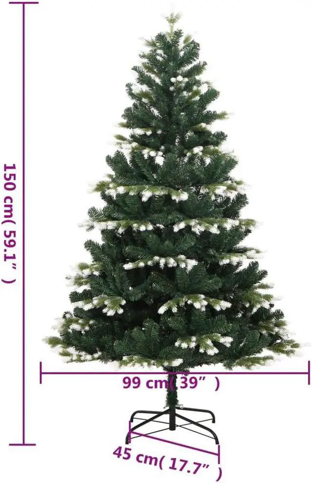 Alt view image 4 of 7 - vidaXL Artificial Hinged Christmas Tree 150 LEDs and Ball Set Xmas Decoration