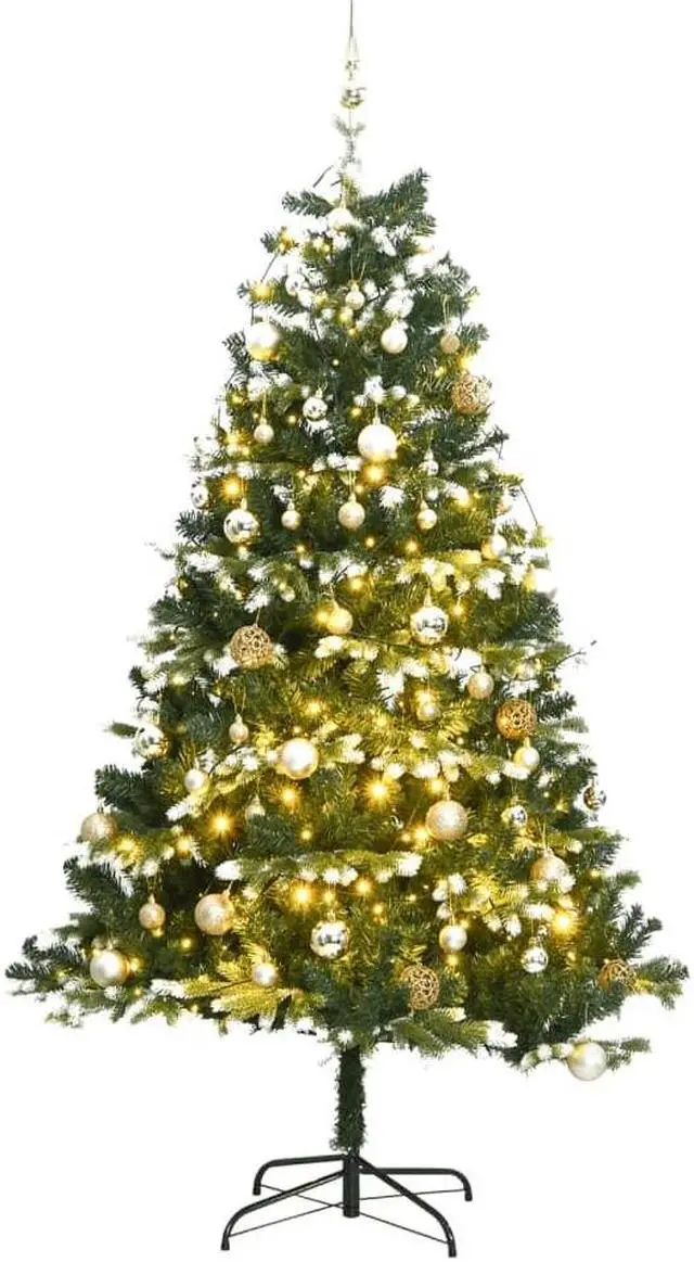 Main image of vidaXL Artificial Hinged Christmas Tree 300 LEDs and Ball Set Xmas Decoration