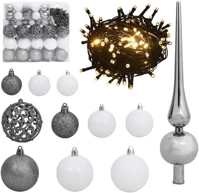 Alt view image 4 of 7 - vidaXL Artificial Hinged Christmas Tree 300 LEDs and Ball Set Xmas Decoration