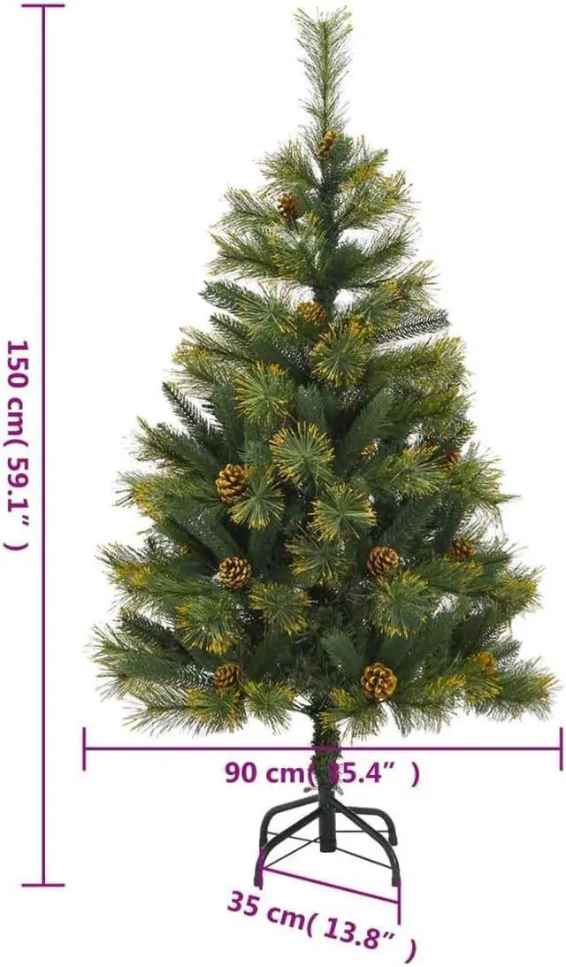 Alt view image 4 of 7 - vidaXL Artificial Hinged Christmas Tree 150 LEDs and Ball Set Xmas Decoration