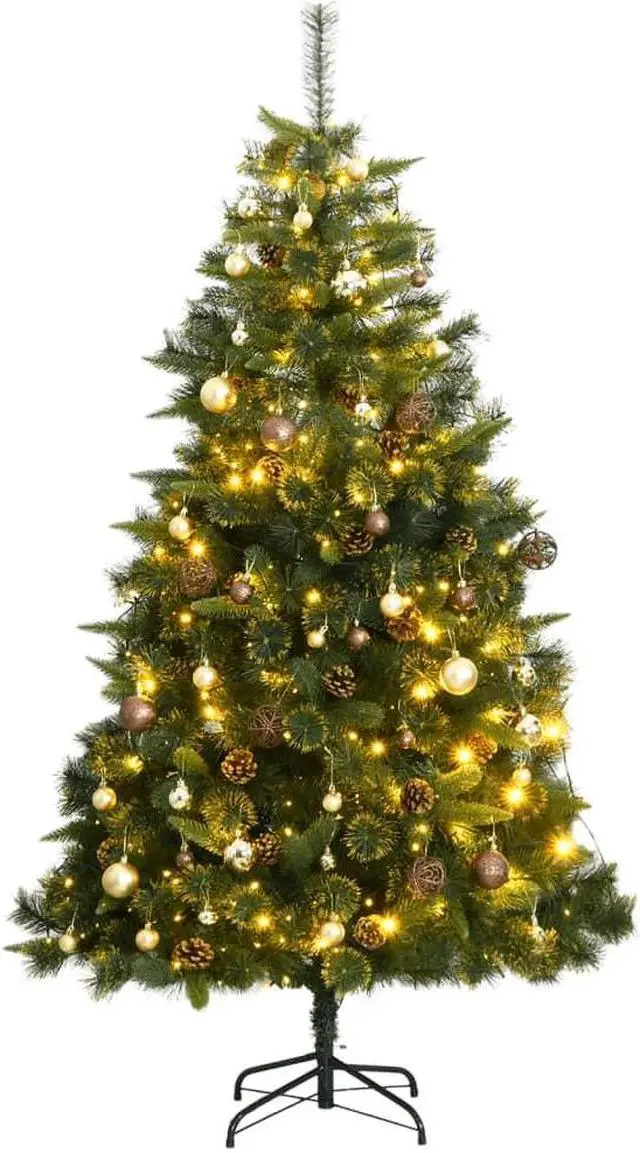 Main image of vidaXL Artificial Hinged Christmas Tree 300 LEDs and Ball Set Xmas Decoration