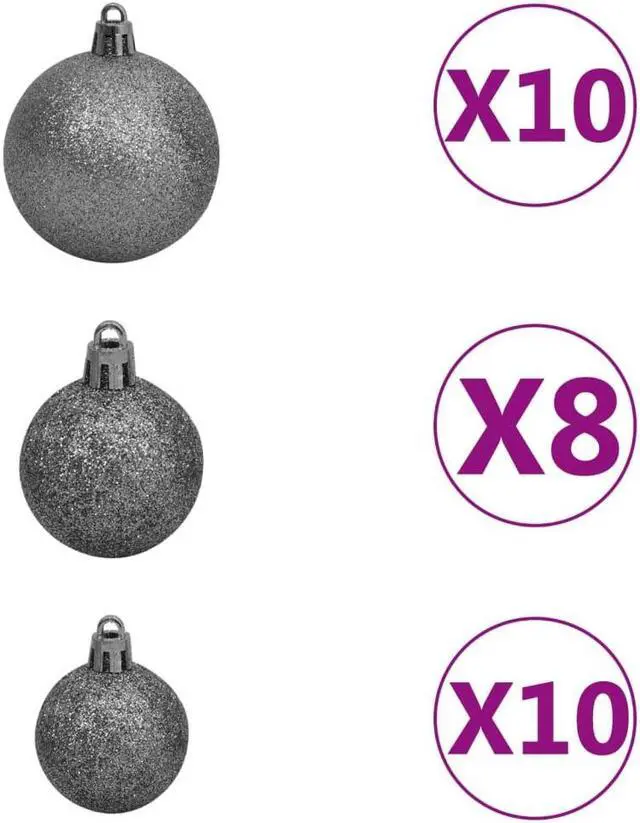 Alt view image 5 of 7 - vidaXL Artificial Hinged Christmas Tree 300 LEDs and Ball Set Xmas Decoration
