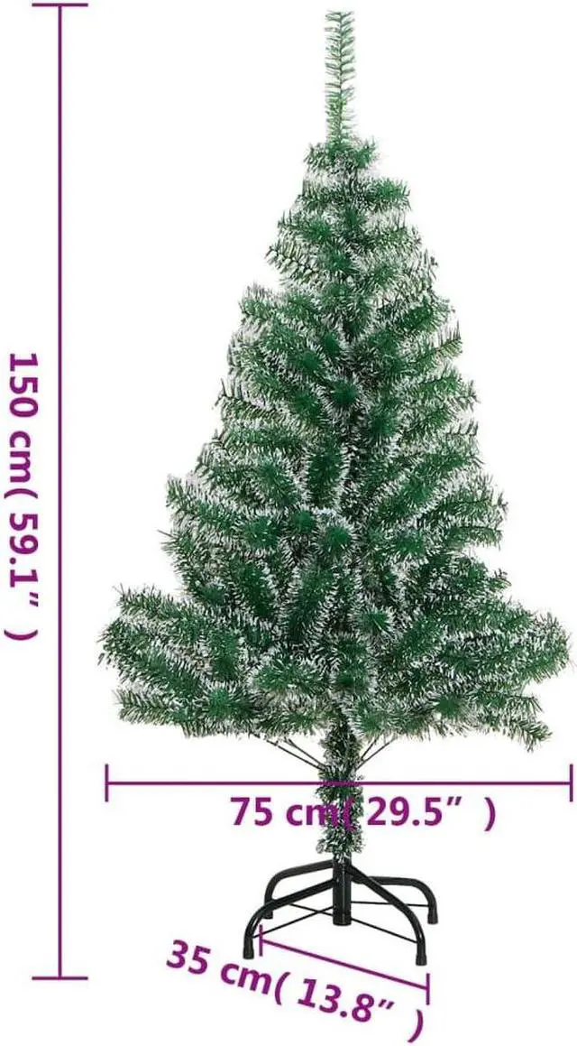 Alt view image 3 of 7 - vidaXL Artificial Christmas Tree 150 LEDs&Ball Set&Flocked Snow Xmas Decoration