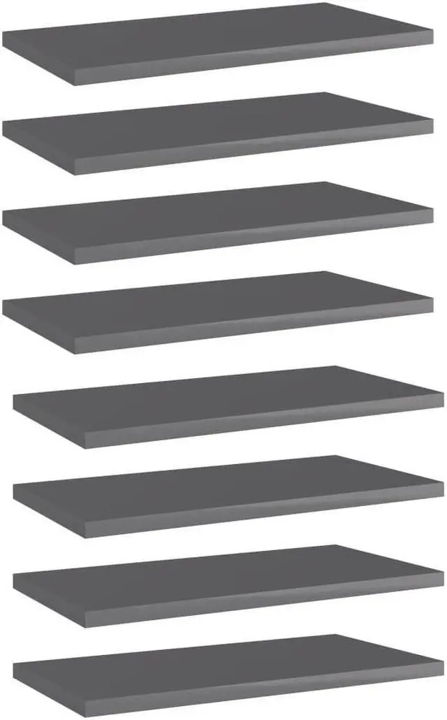 Alt view image 12 of 13 - vidaXL Bookshelf Boards Floating Shelf 8 Pcs High Gloss Gray Engineered Wood