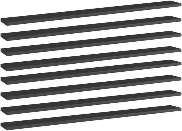 Alt view image 9 of 10 - vidaXL Bookshelf Boards Wall Shelving 8 Pcs High Gloss Black Engineered Wood