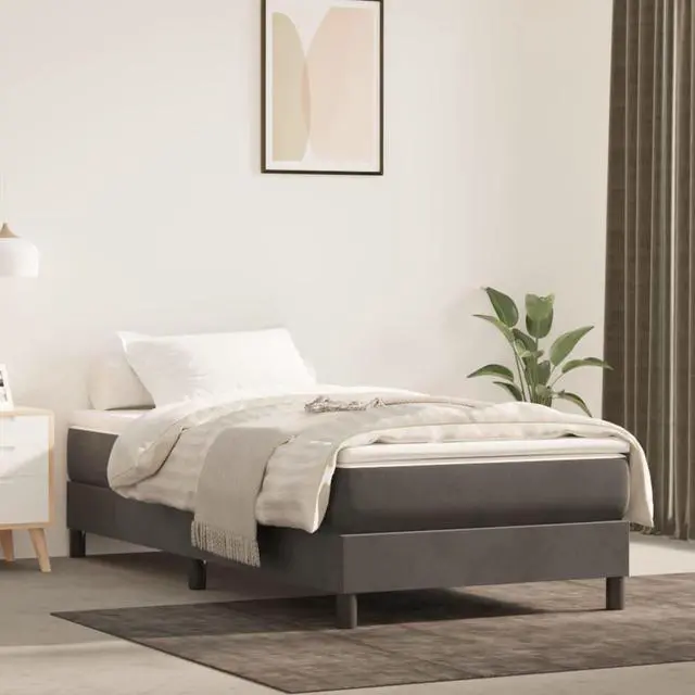Alt view image 17 of 17 - vidaXL Bed Frame Base Bedroom Furniture Dark Gray 39.4"x74.8" Twin Velvet