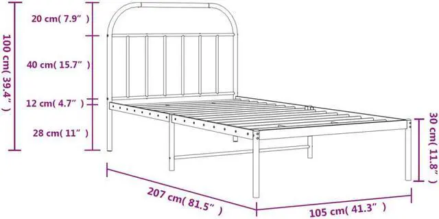 Alt view image 4 of 7 - vidaXL 12 Inch White Twin XL Bed Frame with Headboard, Sturdy Metal Platform Bed Frame & Slats, Extra Under Bed Storage, No Box Spring Needed, without Mattress