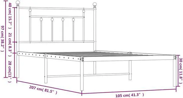 Alt view image 4 of 7 - vidaXL 12 Inch Black Twin XL Bed Frame with Headboard, Sturdy Metal Platform Bed Frame & Slats, Extra Under Bed Storage, No Box Spring Needed, without Mattress