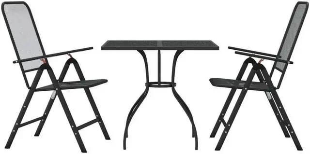 Alt view image 2 of 6 - vidaXL Patio Dining Set Outdoor Furniture Conversation Set Anthracite Metal Mesh