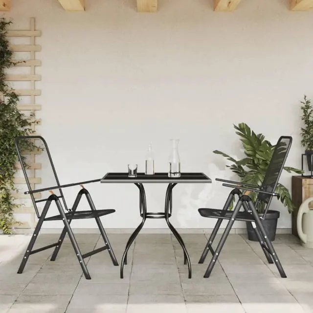 Main image of vidaXL Patio Dining Set Outdoor Furniture Conversation Set Anthracite Metal Mesh