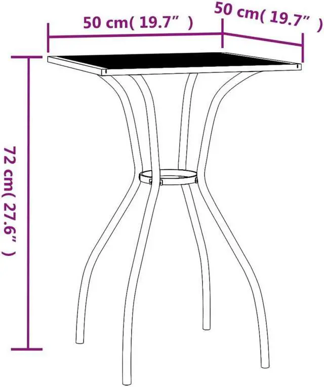 Alt view image 5 of 5 - vidaXL Patio Table Outdoor Bistro Table with Metal Frame Anthracite Steel Mesh