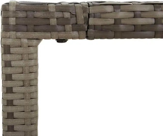 Alt view image 5 of 6 - vidaXL Table Outdoor Patio Wicker Side Table with Glass Top Gray Poly Rattan