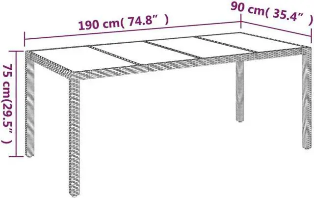 Alt view image 6 of 6 - vidaXL Table Outdoor Patio Wicker Side Table with Glass Top Gray Poly Rattan