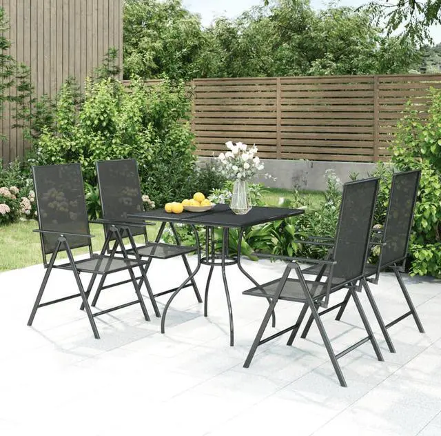 Main image of vidaXL Patio Dining Set Table and Chair Furniture 5 Piece Anthracite Steel