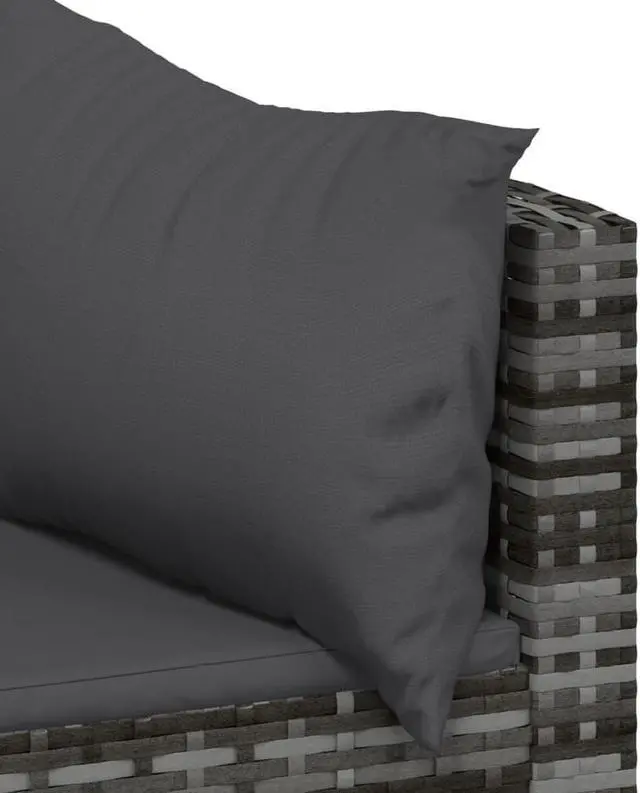 Alt view image 9 of 10 - vidaXL 3 Piece Patio Lounge Set with Cushions Gray Poly Rattan