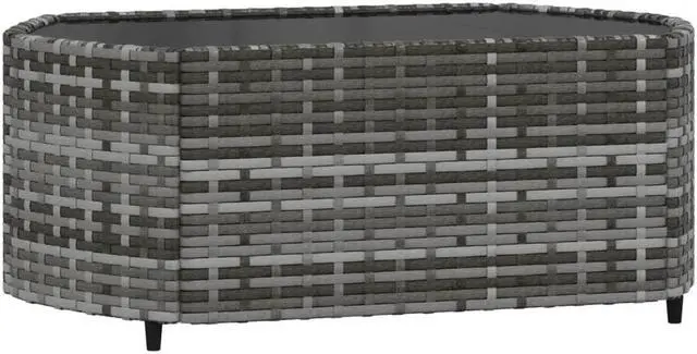 Alt view image 10 of 10 - vidaXL 3 Piece Patio Lounge Set with Cushions Gray Poly Rattan