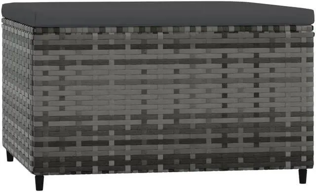 Alt view image 9 of 11 - vidaXL Patio Footrest with Cushion Gray Poly Rattan
