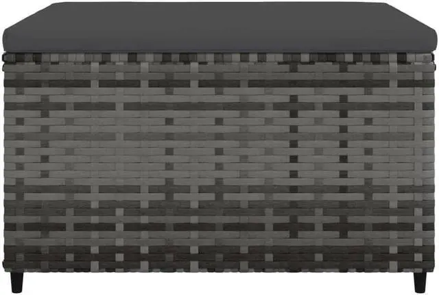 Alt view image 7 of 11 - vidaXL Patio Footrest with Cushion Gray Poly Rattan